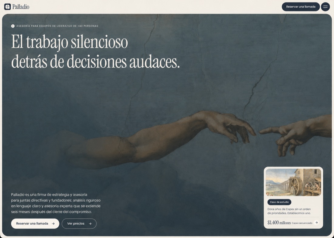 Nouveau site de Palladio, conçu par Smoothwave